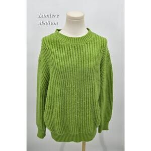 Lumière Grass Green Chunky Knit Sweater – Size Medium